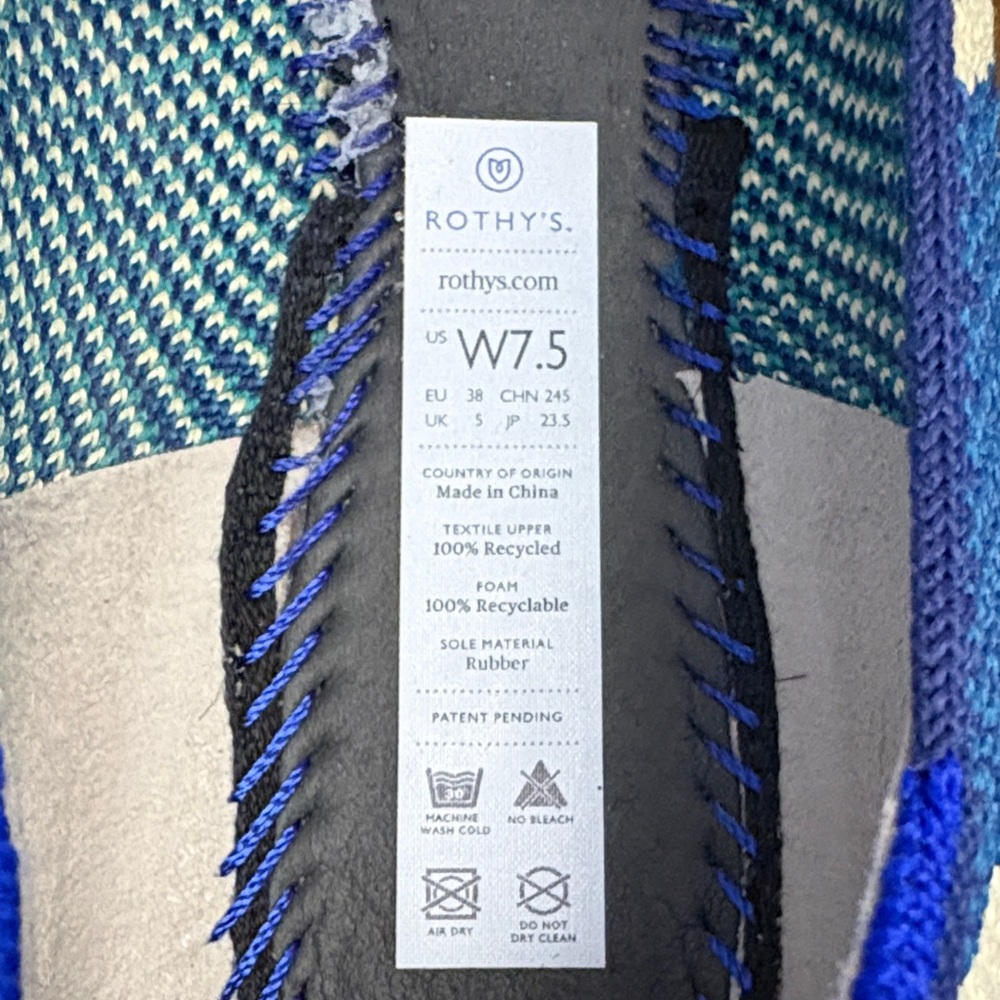 Rothy's The Flat Moroccan Blue Limited Edition Retired  Women's 7.5 (fits 6.5-7) - Picture 10 of 12